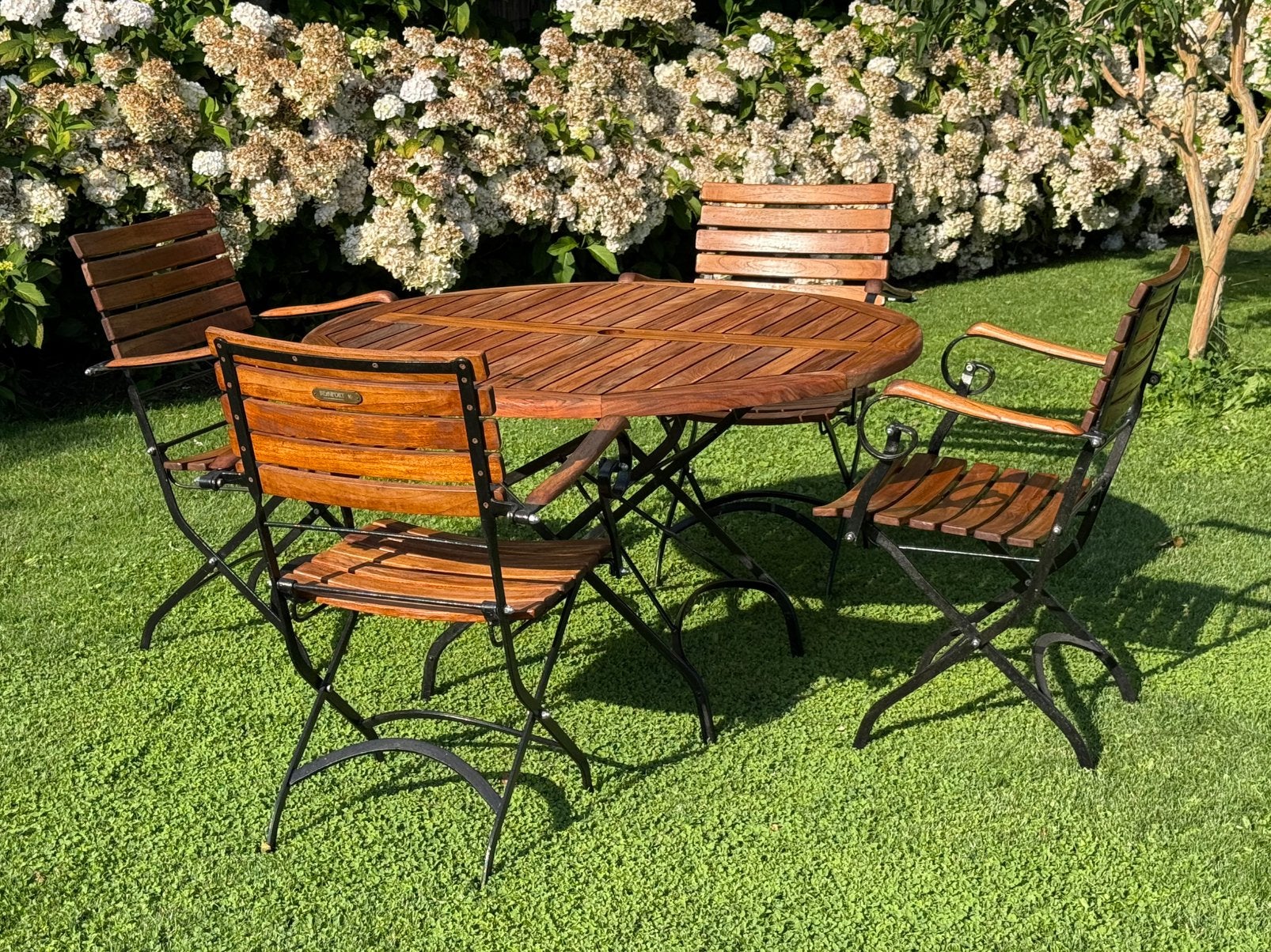 Hardhouten tuintafel en tuinstoelen van het merk Beaufort, Tuin en Terras, Tuinsets en Loungesets, Ophalen, 4 zitplaatsen, Eettafel