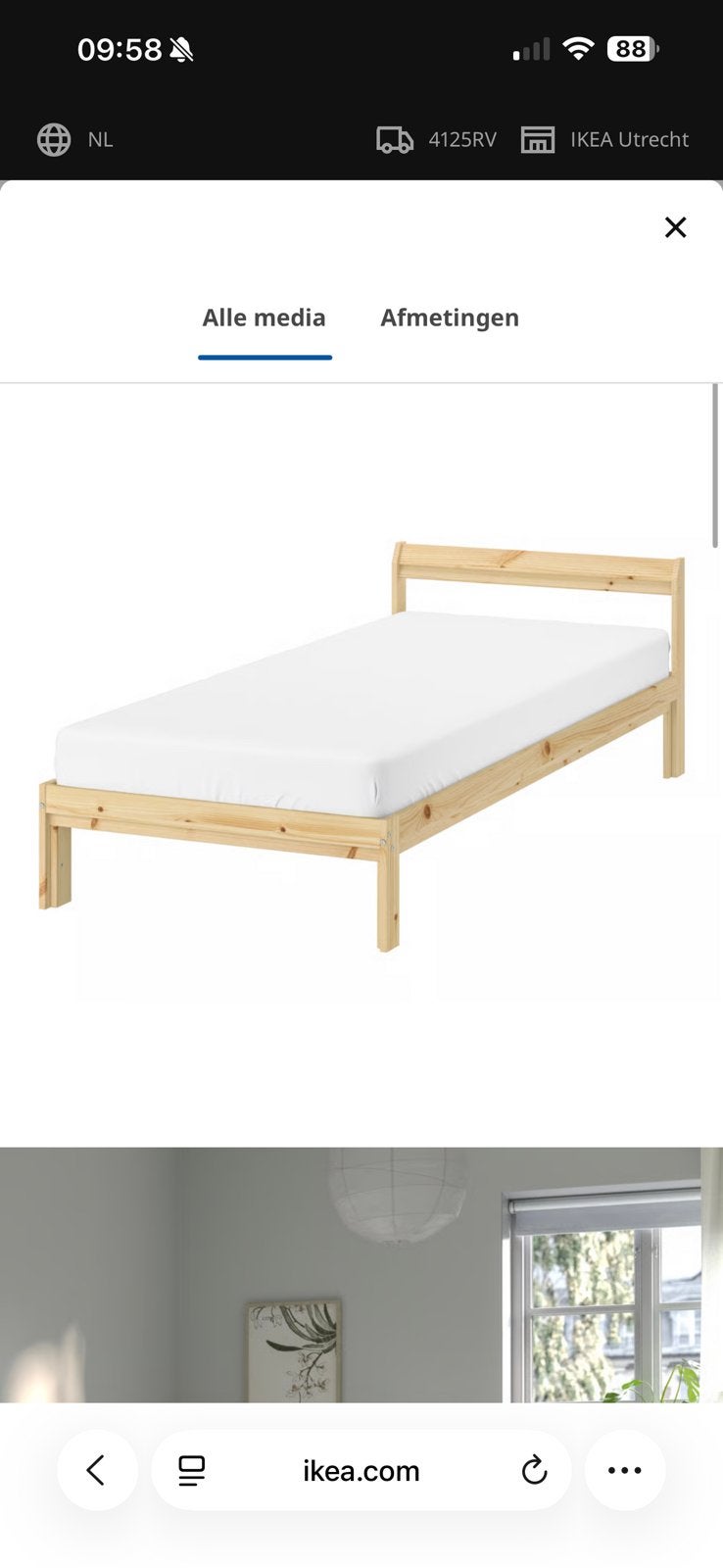 Ikea NEIDEN bedframe grenen, Ophalen, Tweepersoons, 140 cm, Zo goed als nieuw