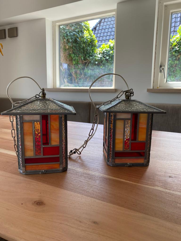 Set van 2 Tiffany-stijl lantaarns - glas in lood, Ophalen of Verzenden