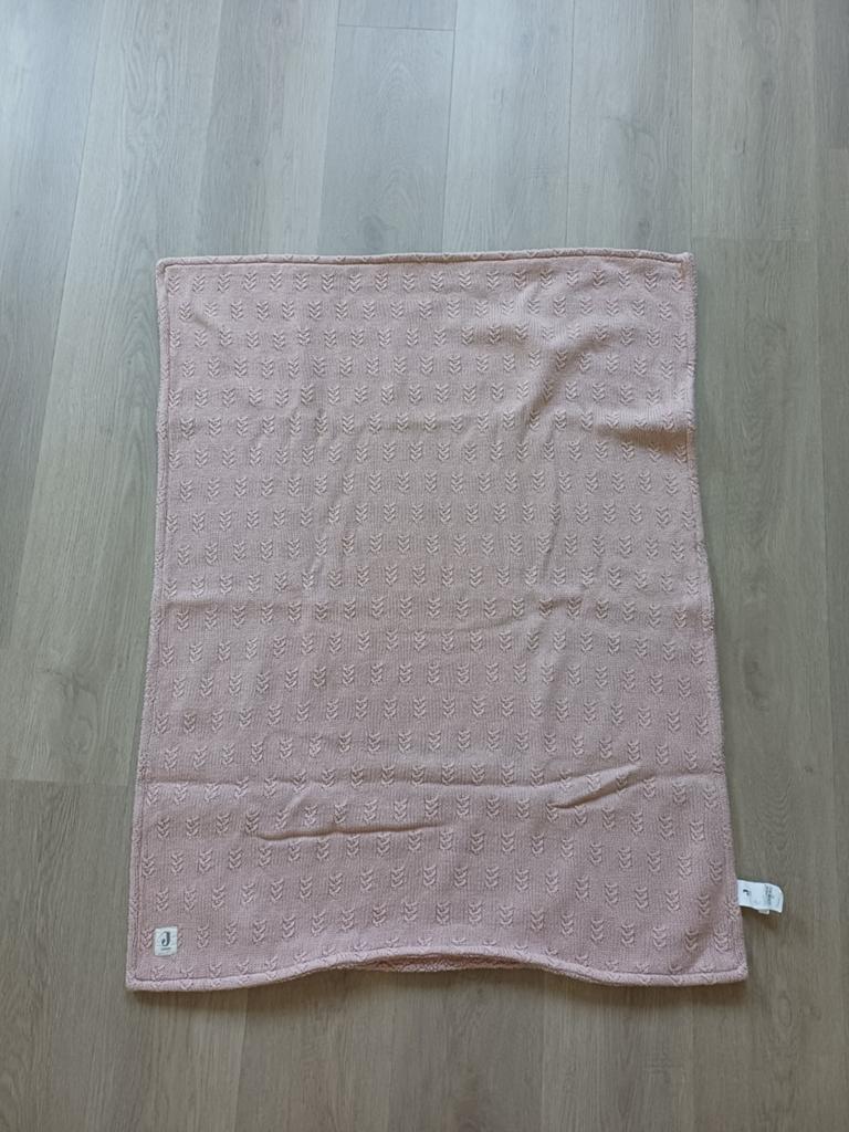 Deken wieg Jollein 75x100 knit wild rose fleece, Ophalen of Verzenden, Zo goed als nieuw, Deken