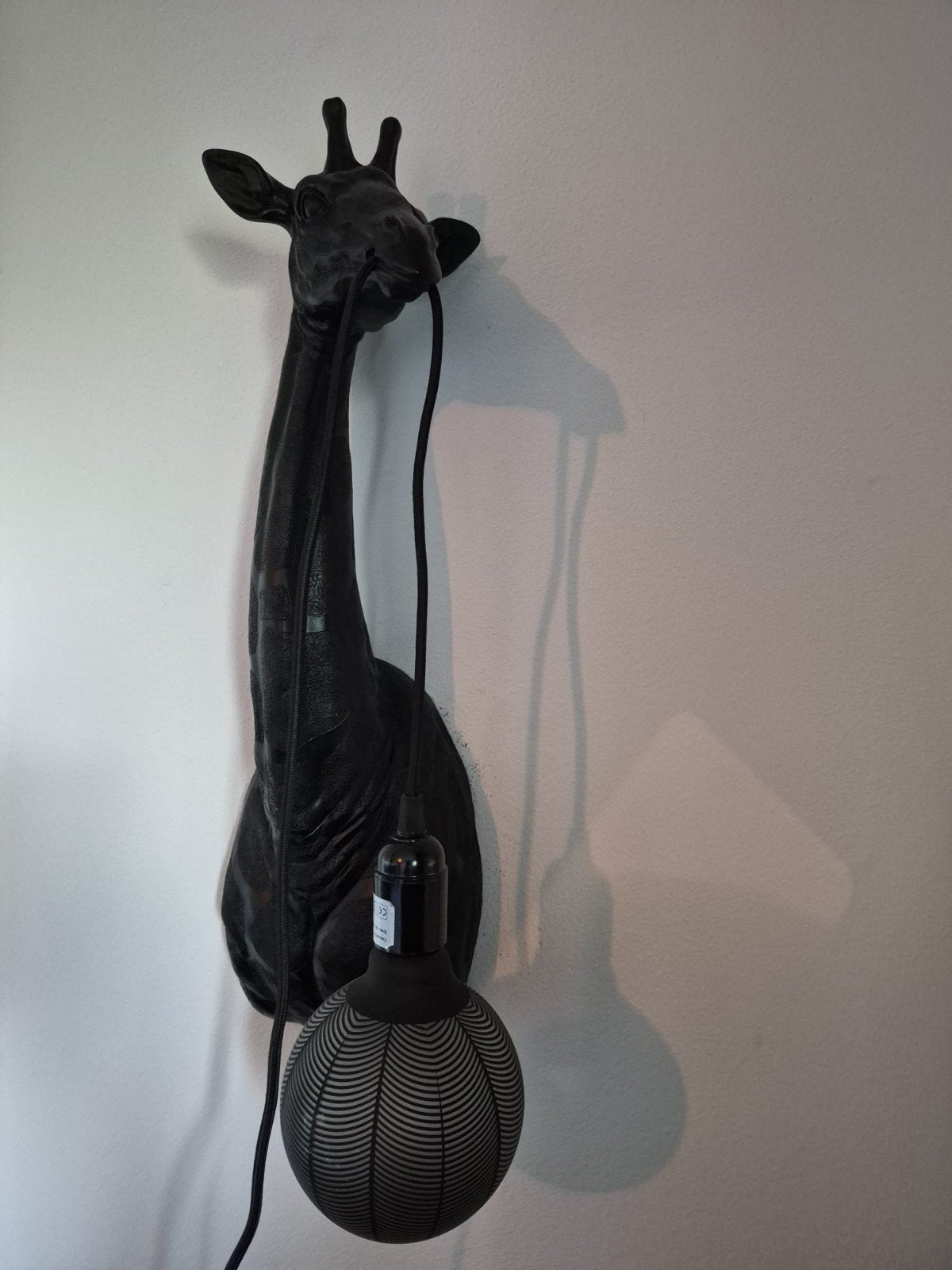 Wandlamp Giraffe Zwart - Unieke Decoratieve Verlichting, Huis en Inrichting, Lampen | Wandlampen, Ophalen of Verzenden, Gebruikt
