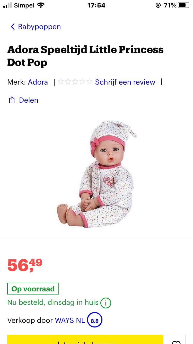 Andora baby popje dotje, Ophalen of Verzenden, Zo goed als nieuw, Babypop