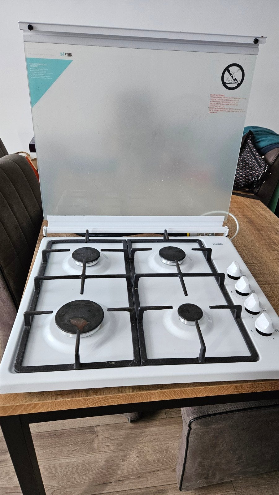 ETNA Gaskookplaat - 4 kookzones, wit, Witgoed en Apparatuur, Ophalen, Gebruikt, Minder dan 85 cm, 4 kookzones