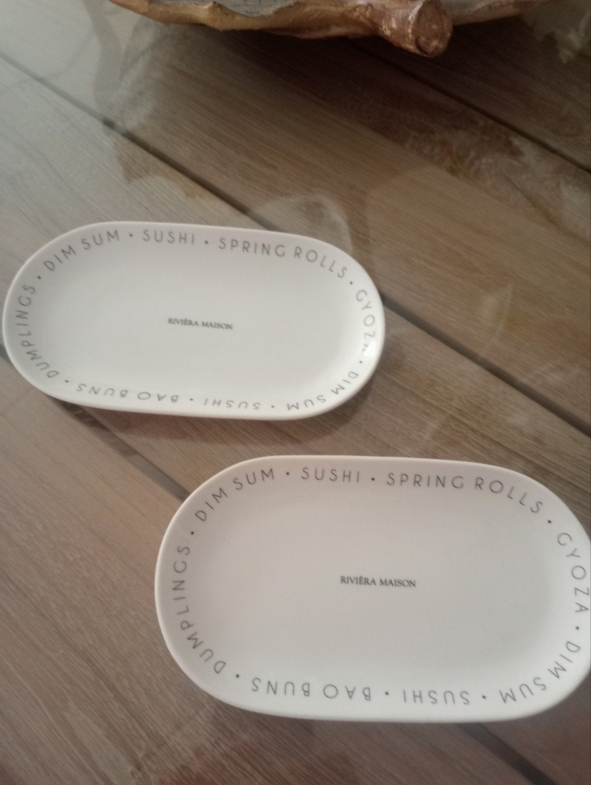 Riviera Maison sushi bordjes, Huis en Inrichting, Keuken | Servies, Ophalen of Verzenden, Zo goed als nieuw, Overige stijlen, Bord(en)