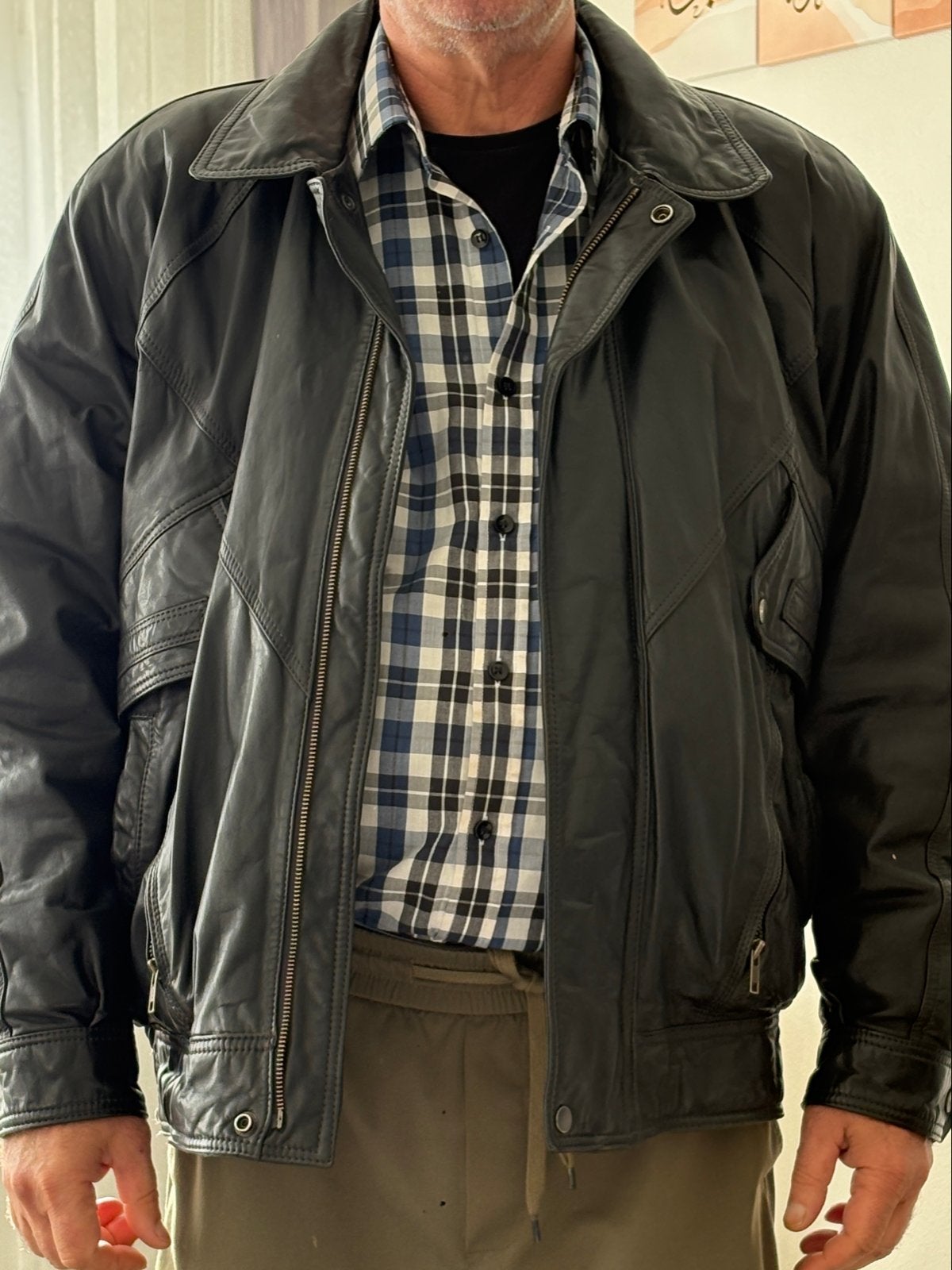 Leren jas heren - Zwart - Maat 52/54 (L), Kleding | Heren, Ophalen of Verzenden, Gedragen, Maat 52/54 (L), Zwart