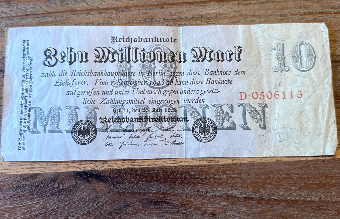 Duitsland 10 Miljoen Mark 1923 biljet, Ophalen of Verzenden, Overige landen, Los biljet