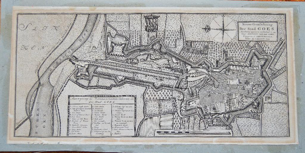 Goes antieke stadsplattgrond Tirion 1760, Cartografie, Ophalen of Verzenden, Gravure, Origineel