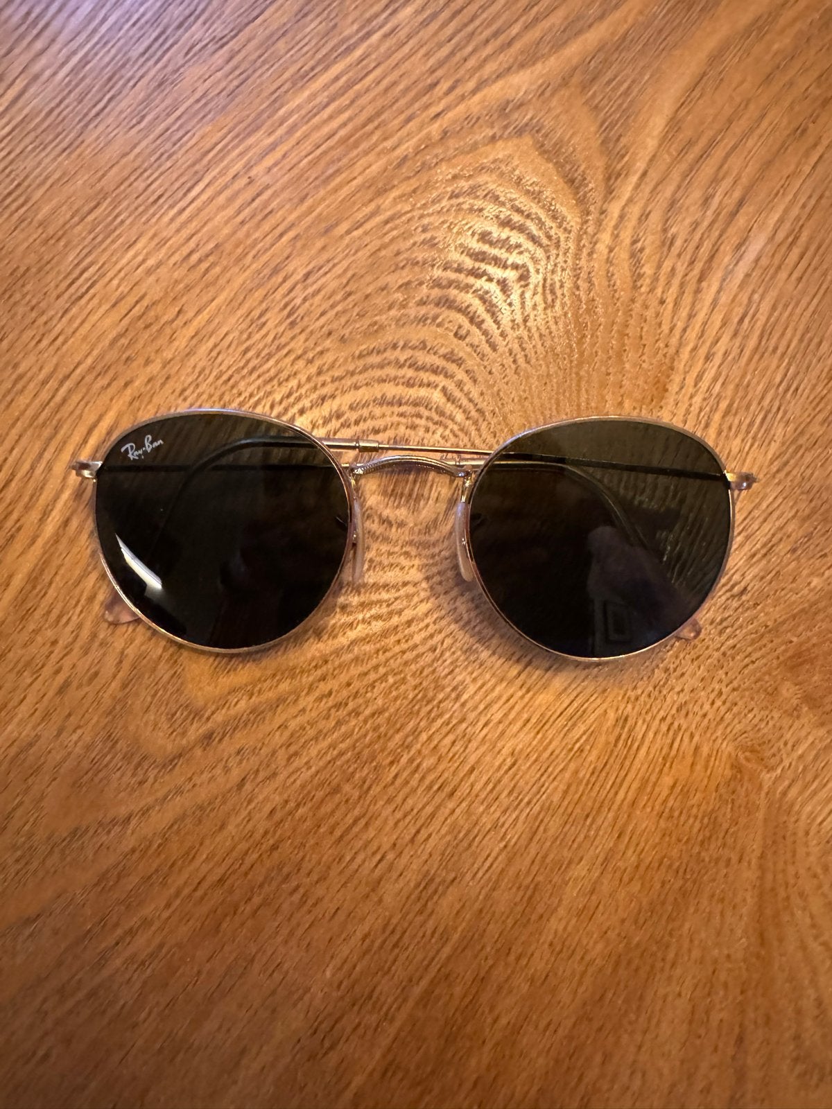 Ray-Ban RB3447 Round Metal Zonnebril, Gebruikt, Zonnebril, Zwart, Ophalen of Verzenden