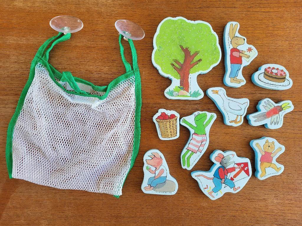 Badspeelgoed Kikker - 10 foam figuren en opbergnetje, Kinderen en Baby's, Ophalen of Verzenden, Zo goed als nieuw