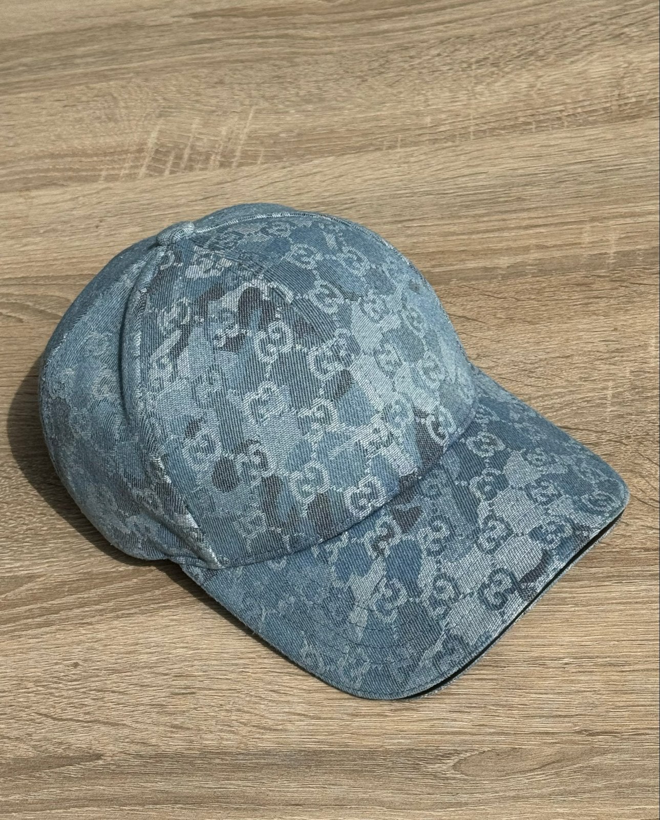 Gucci pet met GG-monogram in denim, Verzenden, Zo goed als nieuw, One size fits all, Pet