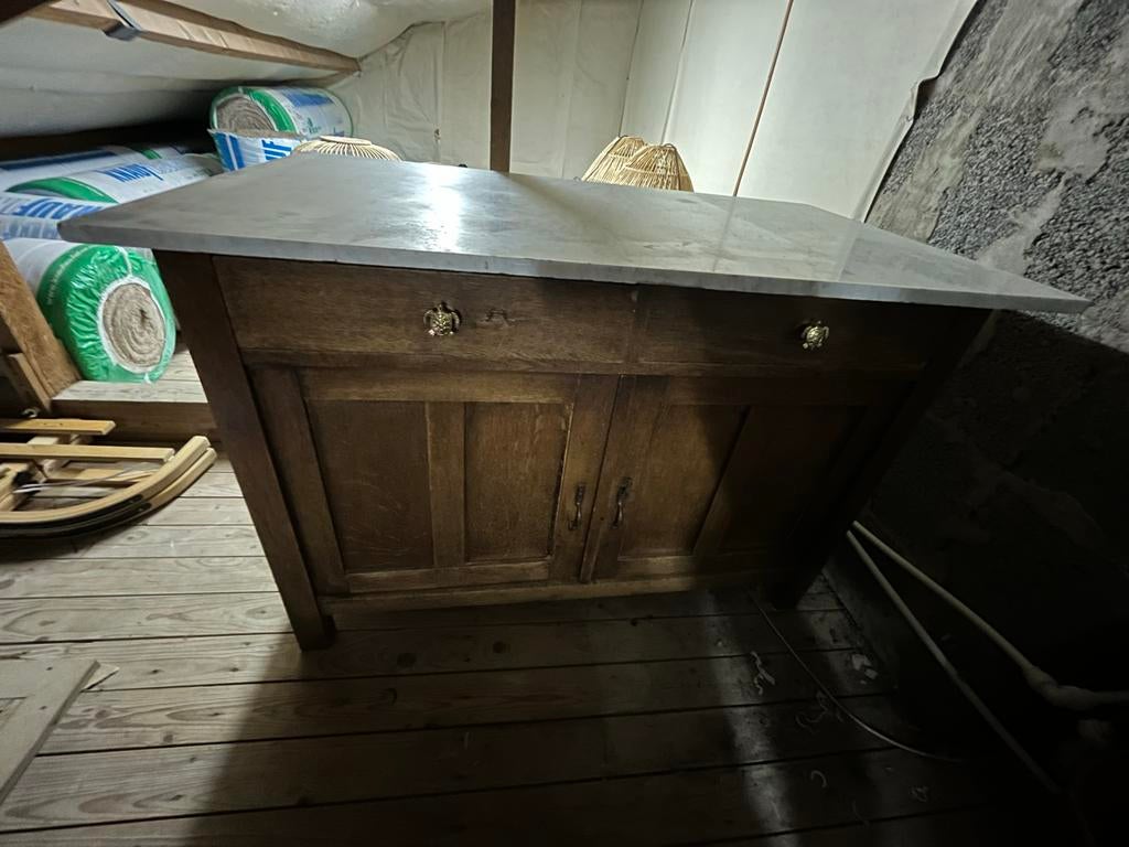 Jaren '30 kast met marmeren blad, Antiek en Kunst, Ophalen