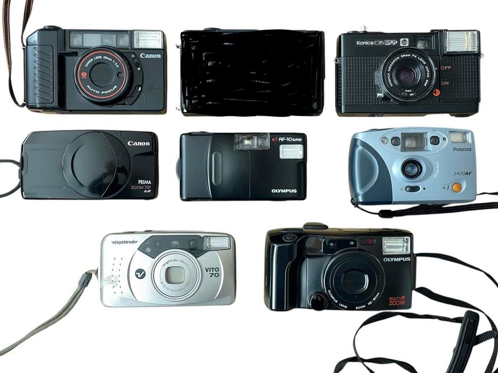 7 analoge compactcamera’s met mankementen, Audio, Tv en Foto, Fotocamera's Analoog, Ophalen of Verzenden, Niet werkend, Compact