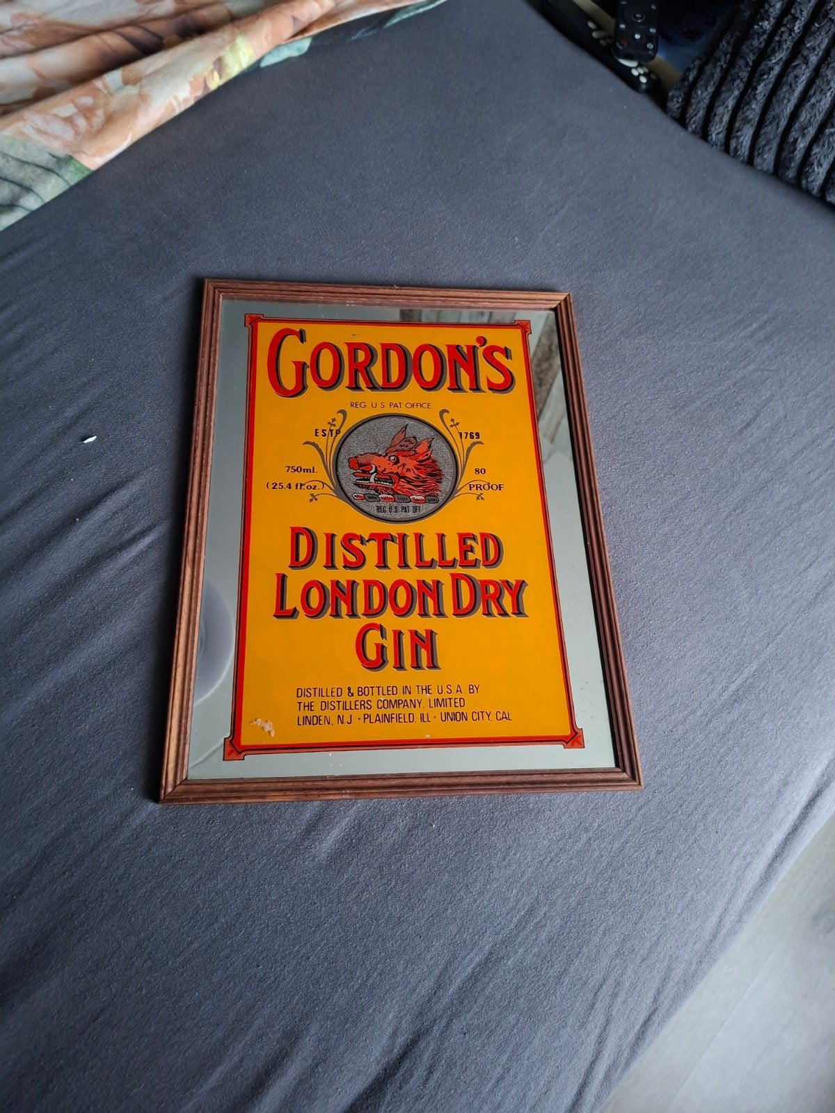 Gordon's gin reclamespiegel, Verzamelen, Ophalen of Verzenden, Zo goed als nieuw, Reclamebord