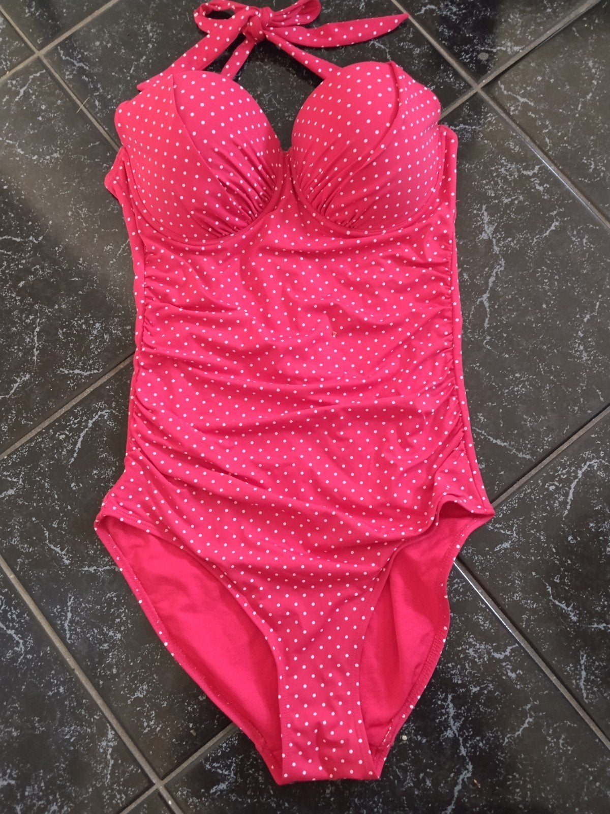 jaren 60 look badpak, maat 38, Kleding | Dames, Badmode en Zwemkleding, Ophalen of Verzenden, Zo goed als nieuw, Beige, Badpak
