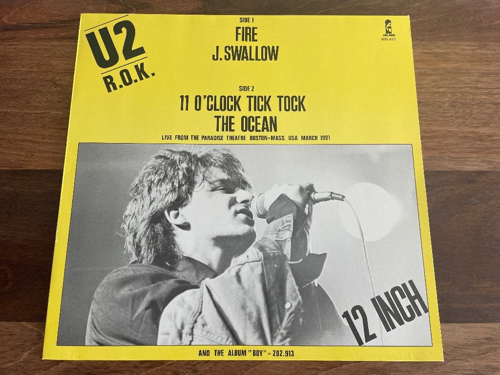 Vinyl Maxisingle U2 R.O.K. ROK Fire / Johnny Swallo EU ZGAN, Originele persing, Ophalen of Verzenden, Zo goed als nieuw, Pop