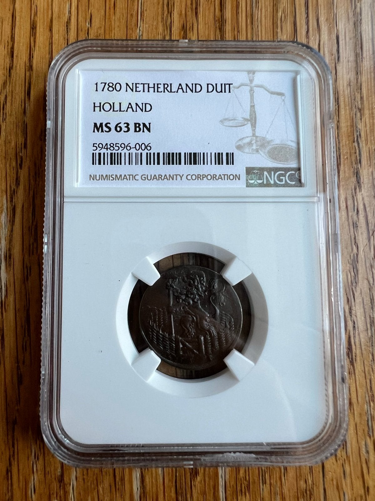 1780 Nederland Duit Holland MS63 BN - Zeldzame Munt, Ophalen of Verzenden, Vóór koninkrijk, Overige waardes, Losse munt