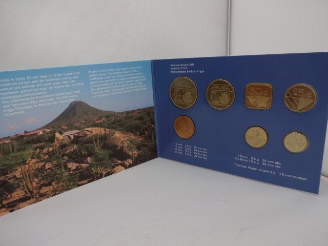 FDC Muntset Aruba 1989 in cassette van 's Rijks Munt Utrecht, Postzegels en Munten, Munten | Nederland, Ophalen of Verzenden, Koningin Beatrix