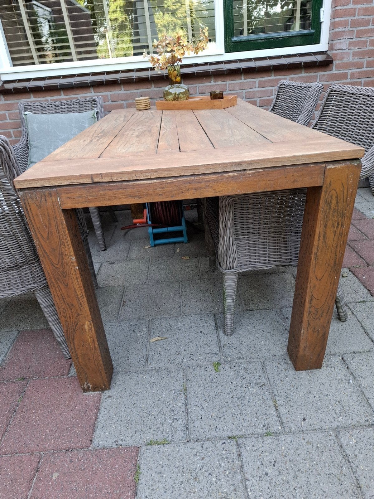 Mondial Living Teakhouten Tuintafel - Gebruikt, Ophalen, Gebruikt, Rechthoekig, Teakhout