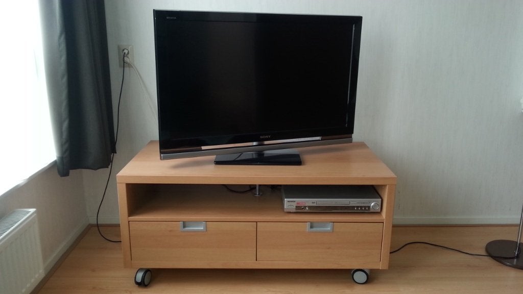 Audio - TV- meubel met 2 laden (diepe versie van Besta IKEA), Ophalen, Gebruikt, 100 tot 150 cm, Tijdloos