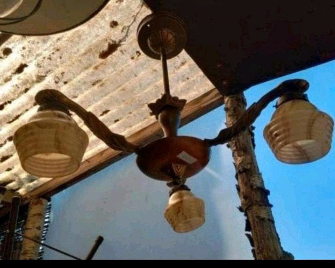 Art Deco Hanglamp met Glas en Hout, Ophalen of Verzenden