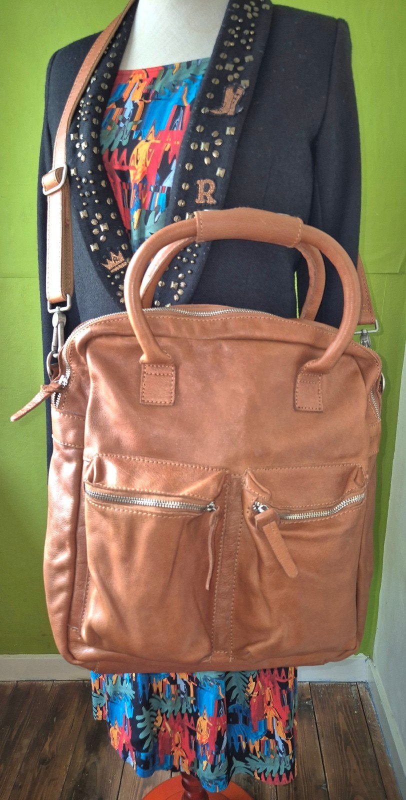 Cowboysbag Leren Handtas/Schoudertas Cognac, Ophalen of Verzenden, Nieuw, Bruin, Handtas