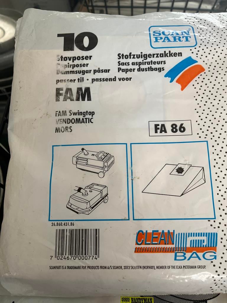 Scan Part stofzuigerzakken FA 86 (10 stuks), Ophalen of Verzenden, Nieuw, Stofzak