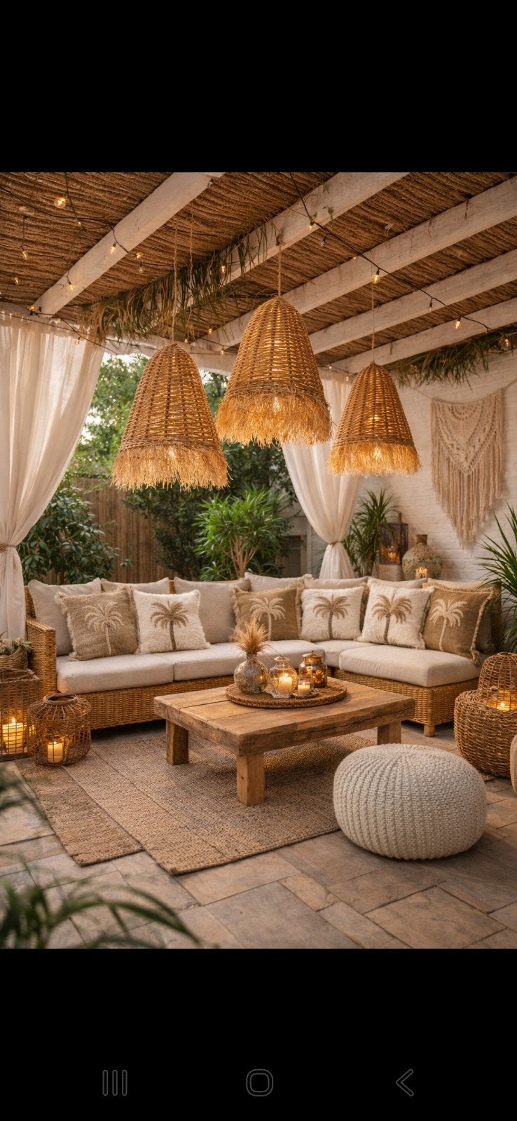 Ibiza rieten lampen - Boheemse stijl, Ophalen of Verzenden, Zo goed als nieuw, Natuurlijk materiaal, Boheems, Natuurlijk, Rustiek
