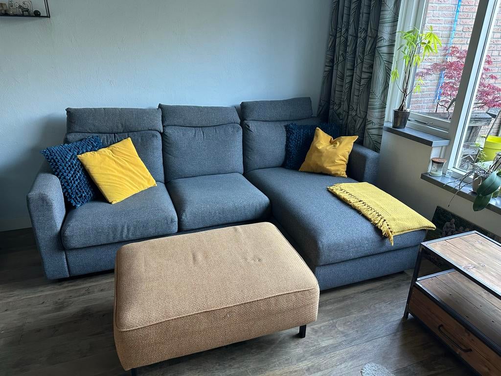 Vimle hoekbank 3-zits met chaise longue, Gunnared grijs, Ophalen, 250 tot 300 cm, Driepersoons, Zo goed als nieuw