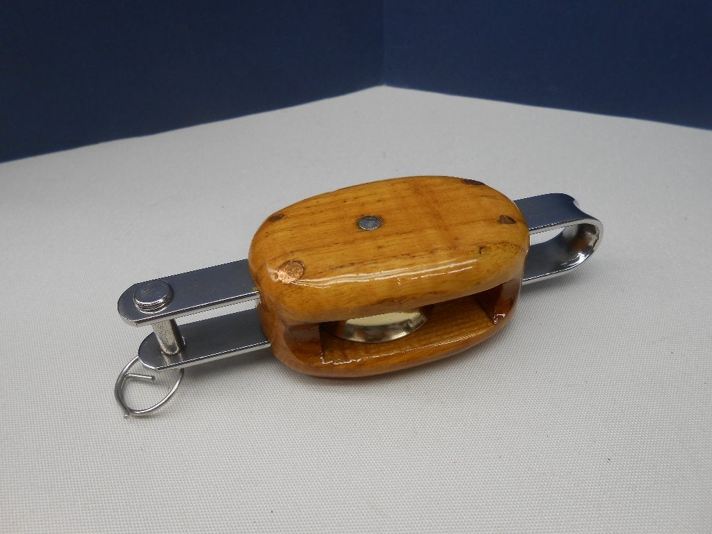 Houten Blok / Katrol, enkelschijfs + hondsvot, 8 - 10 mm, Ophalen of Verzenden, Nieuw, Lijn of Blok