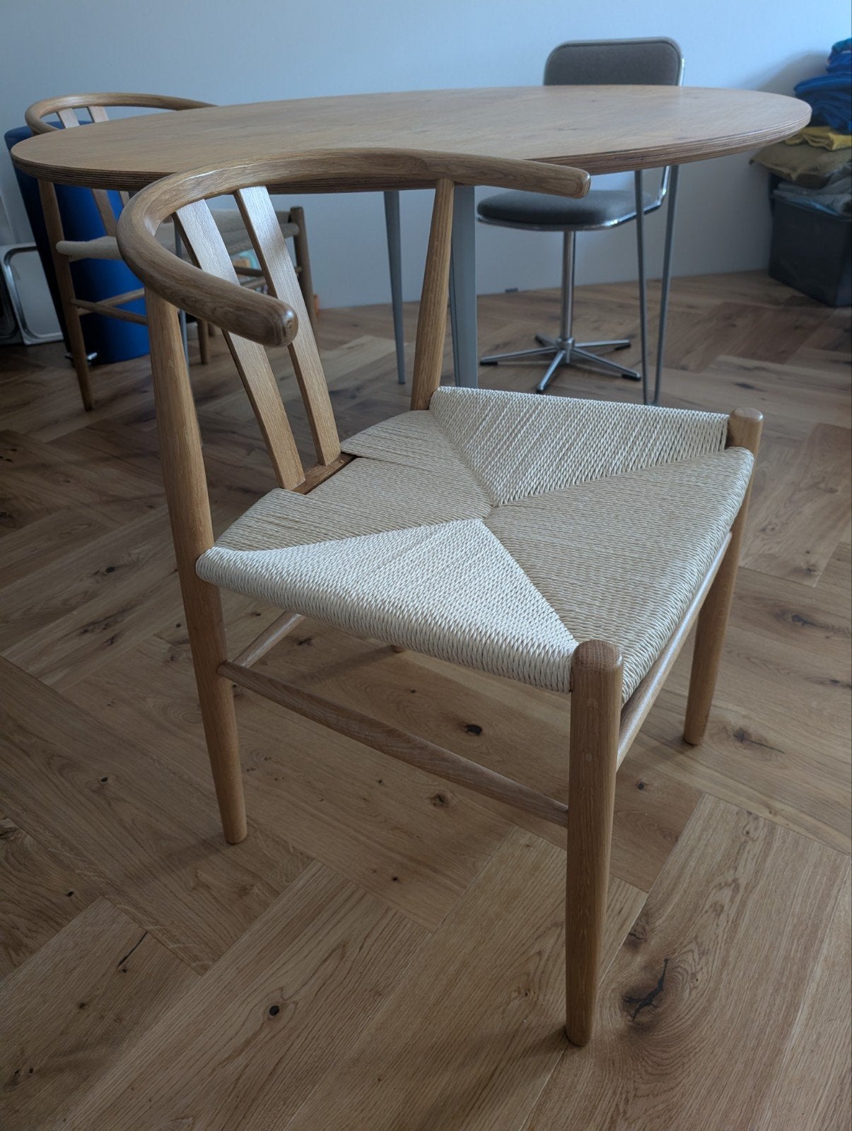 Webbing stoel van Jysk - Eiken houten frame, Ophalen, Twee, Overige kleuren, Modern, Scandinavisch