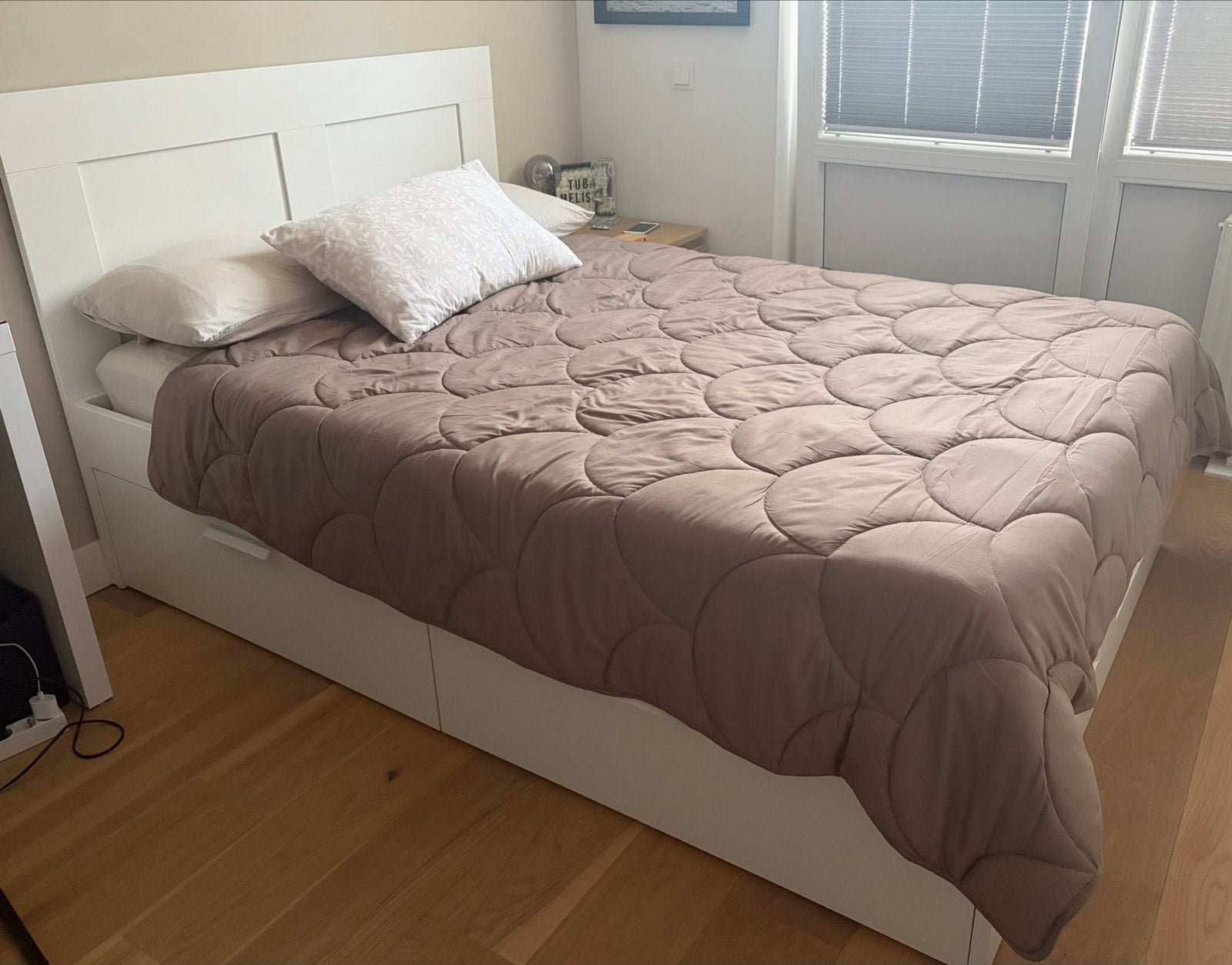 IKEA Brimnes bed wit met lades - 140x200 cm, Ophalen, Gebruikt, Wit, Tweepersoons