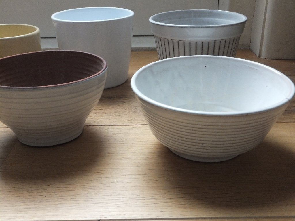 6x bloempot vintage erica adco westraven, mooie potten, wit, Ophalen