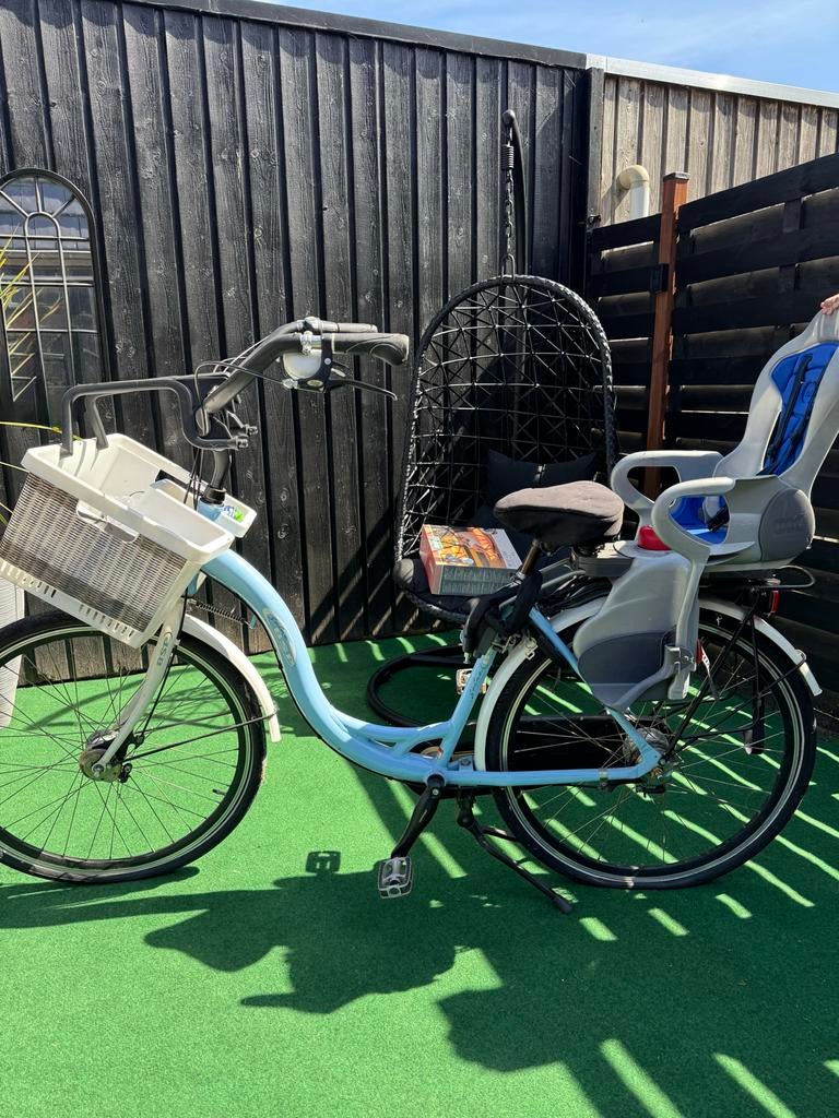 Damesfiets BSP met kinderzitje en mand moederfiets mamafiets, Fietsen en Brommers, Fietsen | Dames | Moederfietsen, Ophalen, Sparta