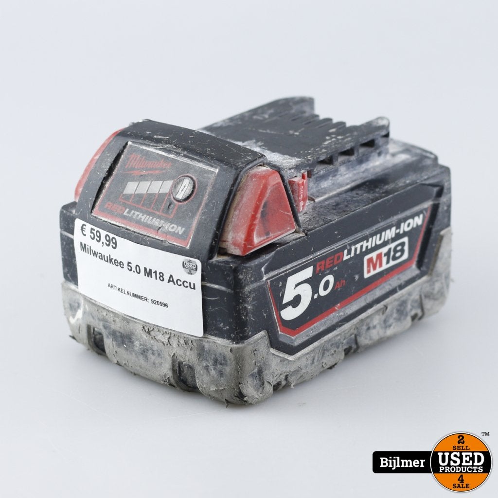 Milwaukee 5.0 M18 Accu, Milwaukee, Gebruikt, Support@milwaukee.com, Milwaukee Electric Tool Corporation, 13135 W. 
Lisbon Road, Brookfield, WI 53005
USA