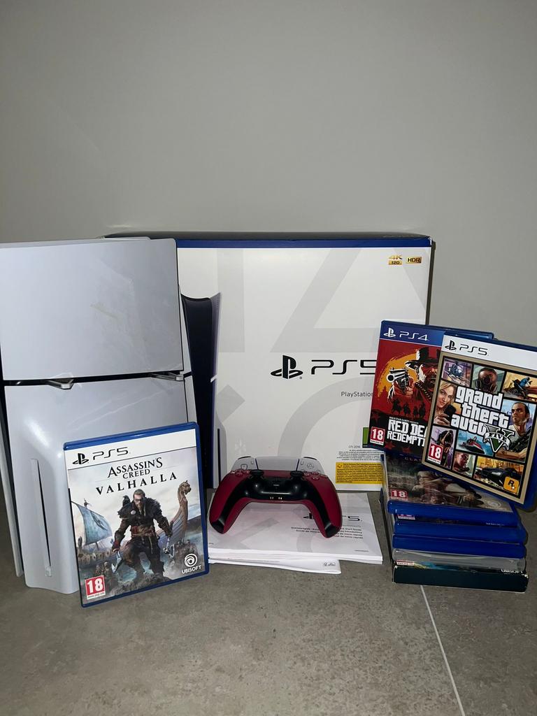 Playstation 5 slim disc met doos, controller en 8 spellen, Spelcomputers en Games, Spelcomputers | Sony PlayStation 5, Ophalen of Verzenden
