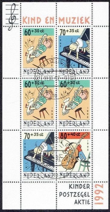 Nederland 1992, kinderzegels, velletje, Postzegels en Munten, Verzenden, Na 1940, Gestempeld
