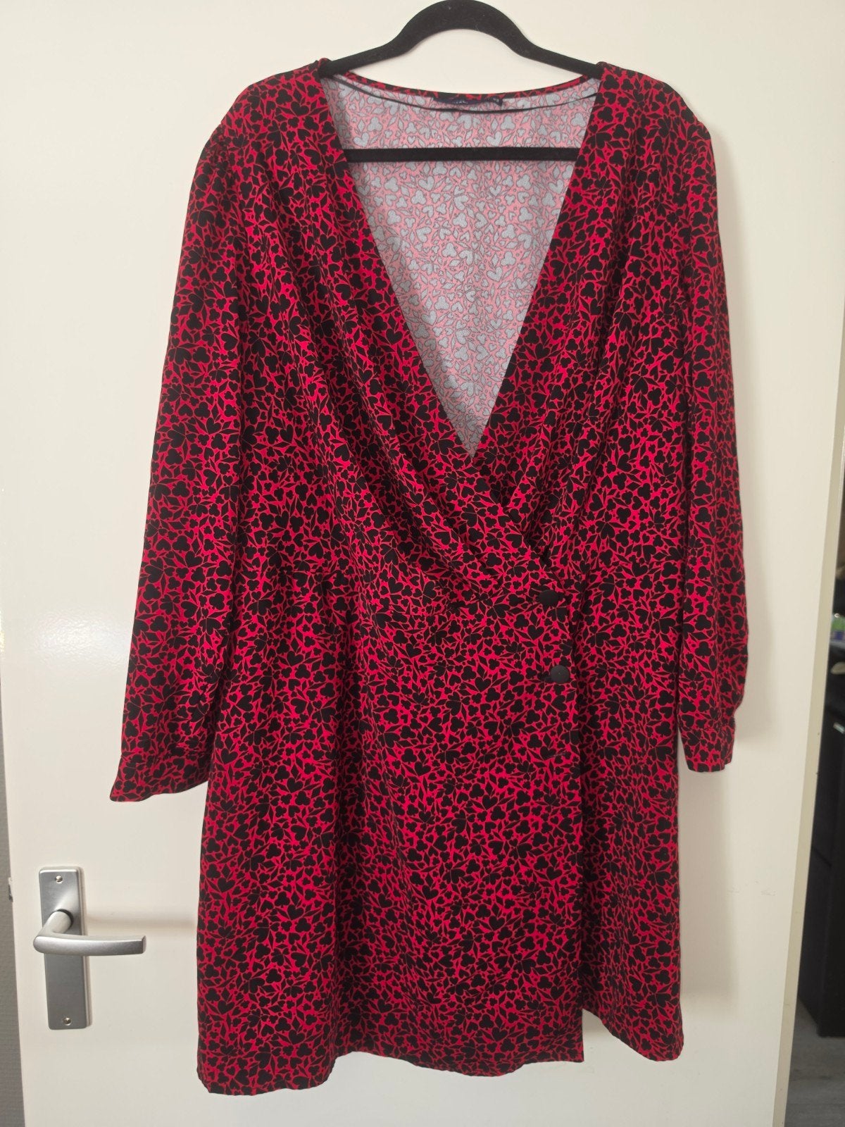 Kiabi jurk met hartjesprint, maat 52, Maat 46/48 (XL) of groter, Ophalen of Verzenden, Zo goed als nieuw, Rood