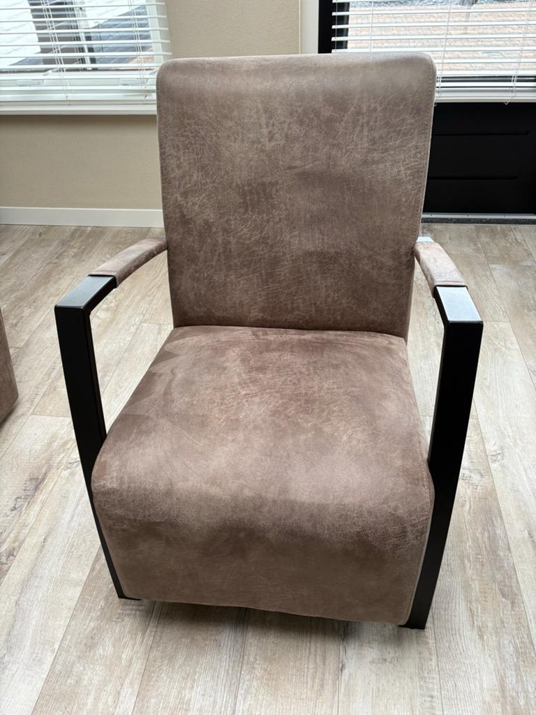 2 Velvet Fauteuils Leverkleur in Zeer Goede Staat, Ophalen of Verzenden, Zo goed als nieuw, Stof, 75 tot 100 cm