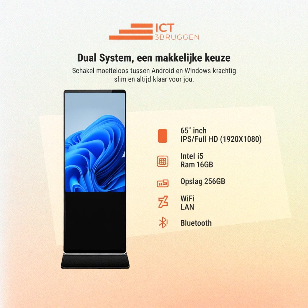 Display 65 inch winkel promotie display windows 11, Overige merken, Info@ict3bruggen.nl, LED, Nieuw