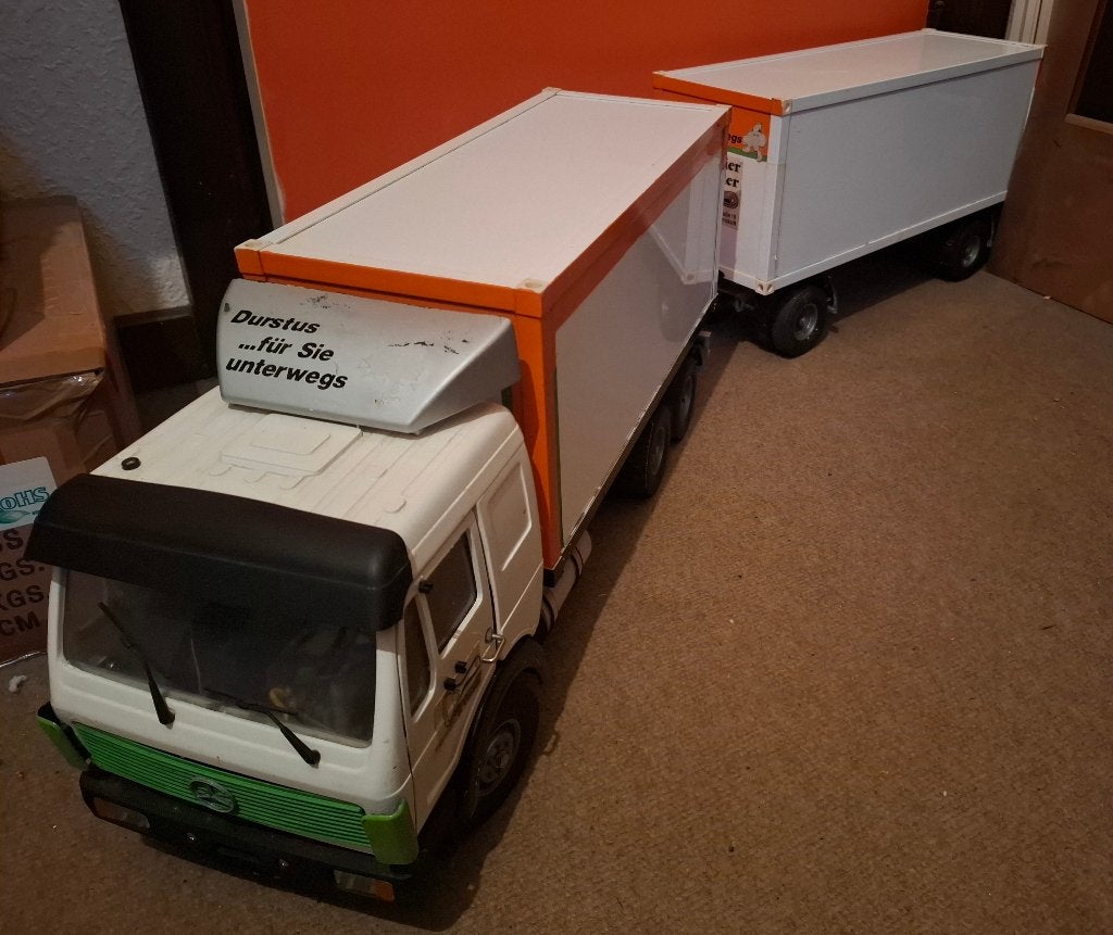 Wedico Mercedes trekker - aanhanger combinatie, Elektro, Gebruikt, Ophalen of Verzenden, Schaal 1:16