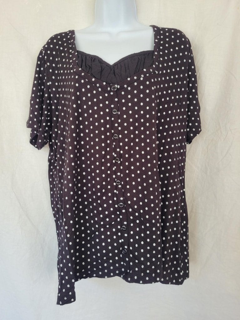 Grappig zwart shirt met witte stippen mt 48, ., Zwart, Maat 46/48 (XL) of groter, Ophalen of Verzenden
