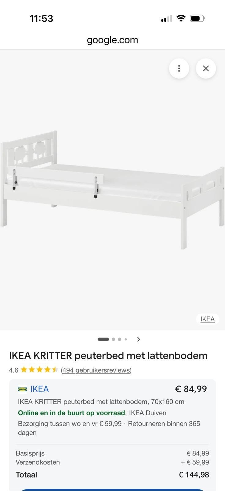 Peuterbed KRITTERBED ZONDER BESCHADIGINGEN, Kinderen en Baby's, Kinderkamer | Bedden, 70 tot 85 cm, Zo goed als nieuw, Matras