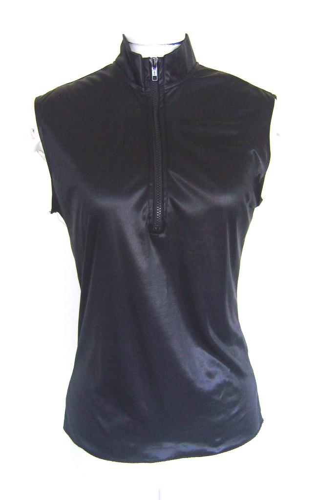 wetlook shirt rits gothic punk rock fetish party retro sexy, Verzenden, Zwart, Gedragen, Wetlook party shirt