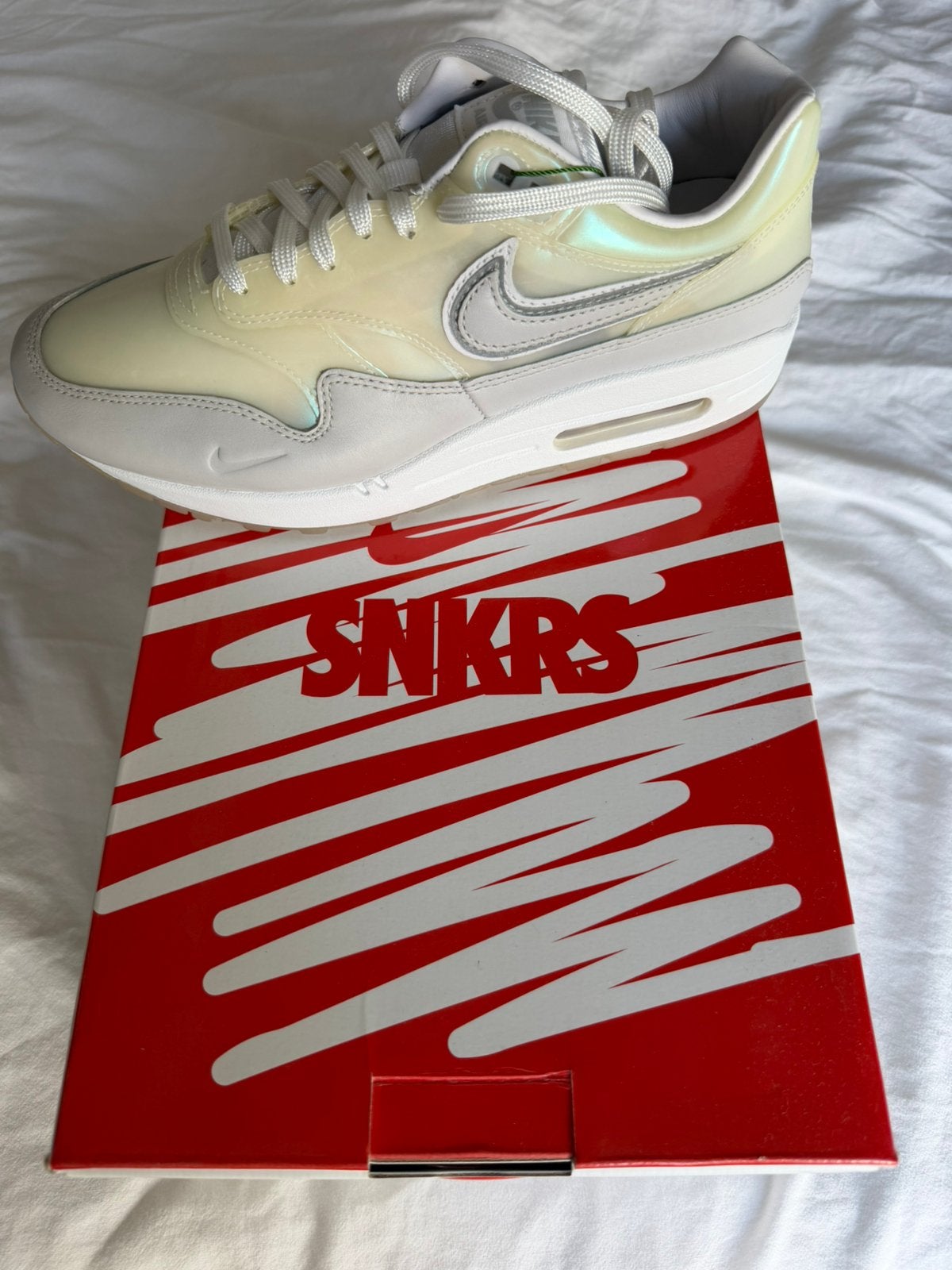 Nike Air Max 1 SNKRS Day White – EU 39 – Nieuw, Ophalen, Zo goed als nieuw, Wit, Sneakers of Gympen