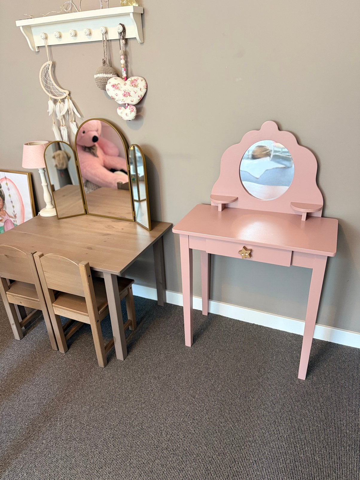 Kaptafel hout speelgoed make-up tafel bureau oudroze, Huis en Inrichting, Ophalen, Zo goed als nieuw, 50 tot 100 cm, Minder dan 100 cm