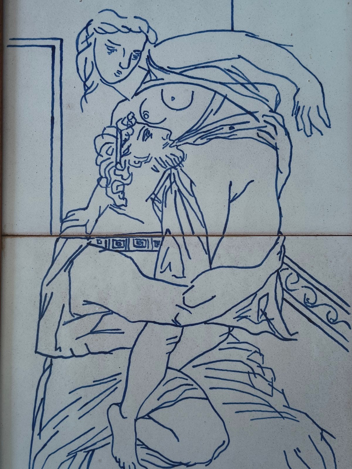 Picasso tegelkunstwerk / tegelbeeld „Cinésias et Myrrhine“ (, Ophalen of Verzenden