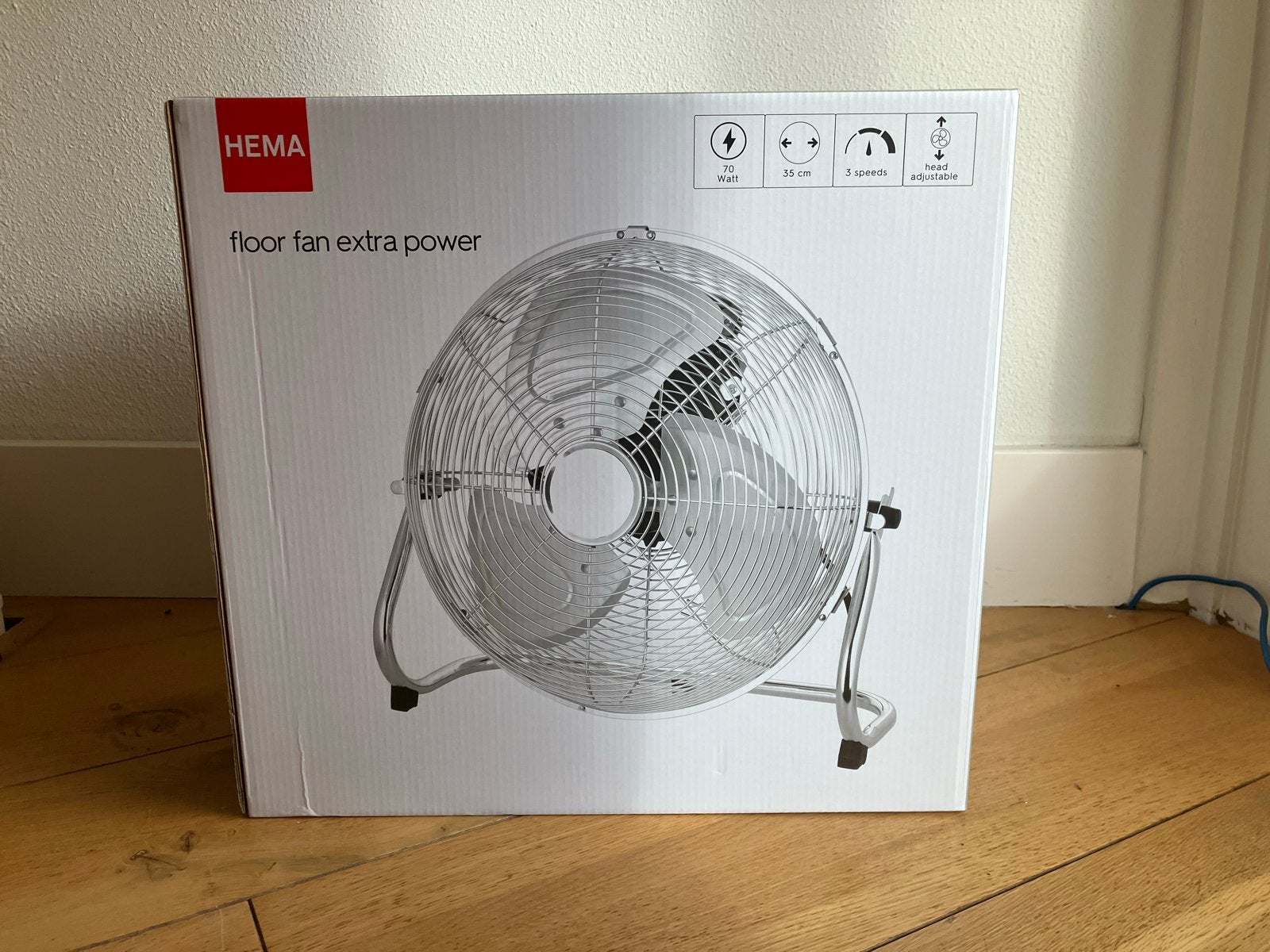 Hema Vloerventilator Extra Power - Zo goed als nieuw, Witgoed en Apparatuur, Ventilatoren, Ophalen, Zo goed als nieuw, Vloerventilator