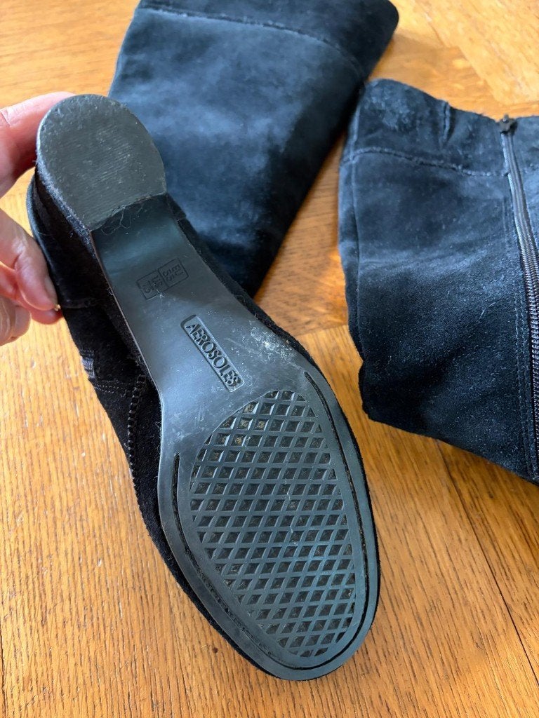 suede zwarte laarzen, Hoge laarzen, Zwart, Ophalen of Verzenden, Zo goed als nieuw