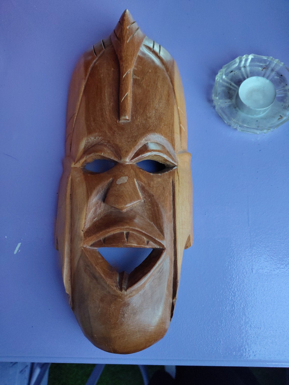 Houten Afrikaans Masker - Handgesneden Wanddecoratie, Antiek en Kunst, Ophalen, Overige onderwerpen, Masker, Handgemaakt