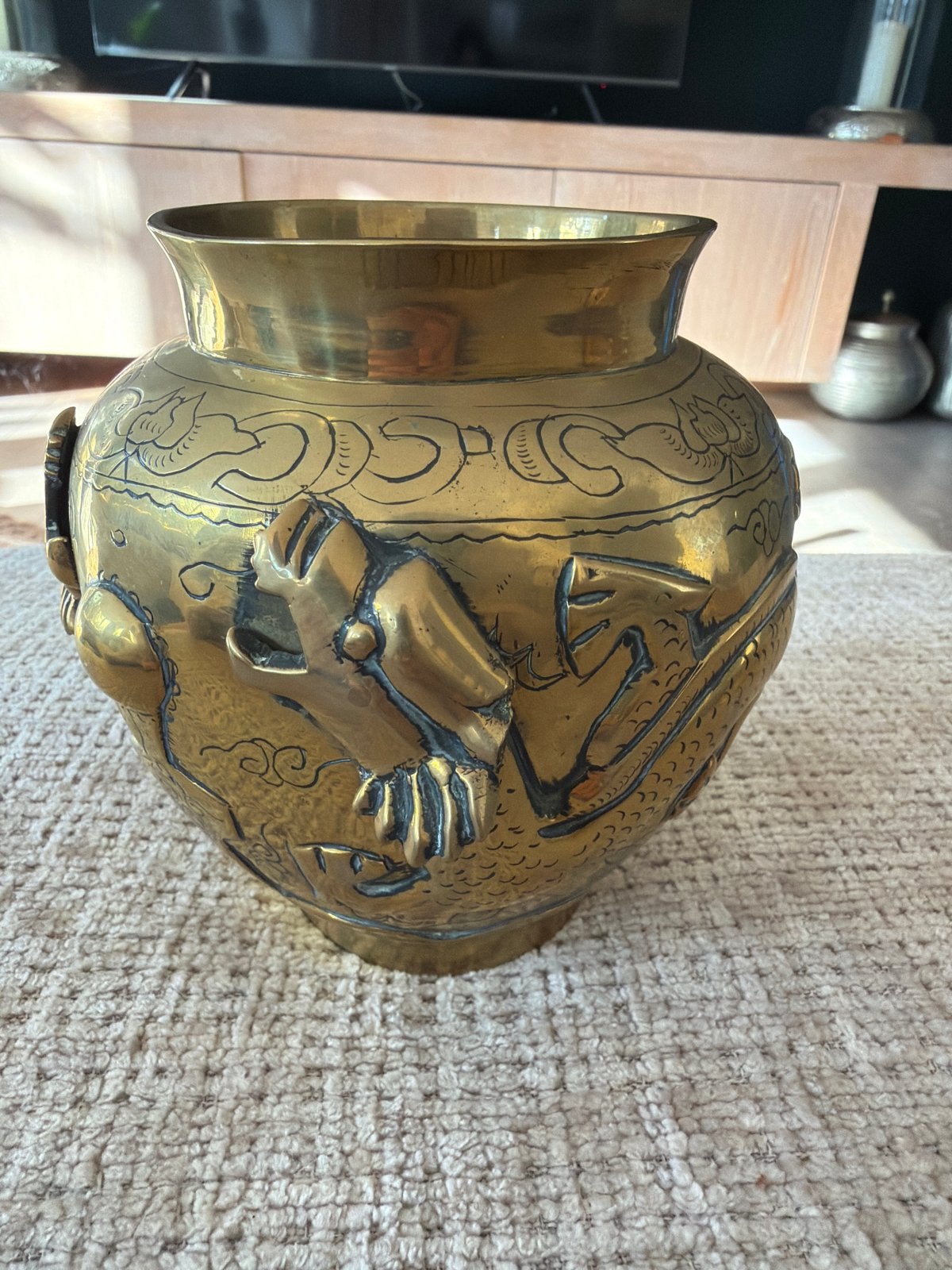 Chinese Messing Drakenpot/Vaas met Xuande Merkteken, Ophalen of Verzenden